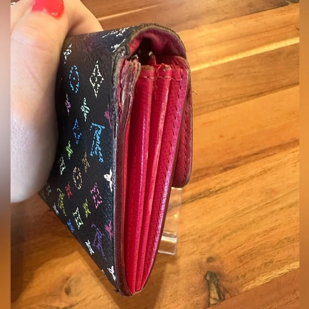 Authentic Louis Vuitton Black Murakami Sarah Wallet